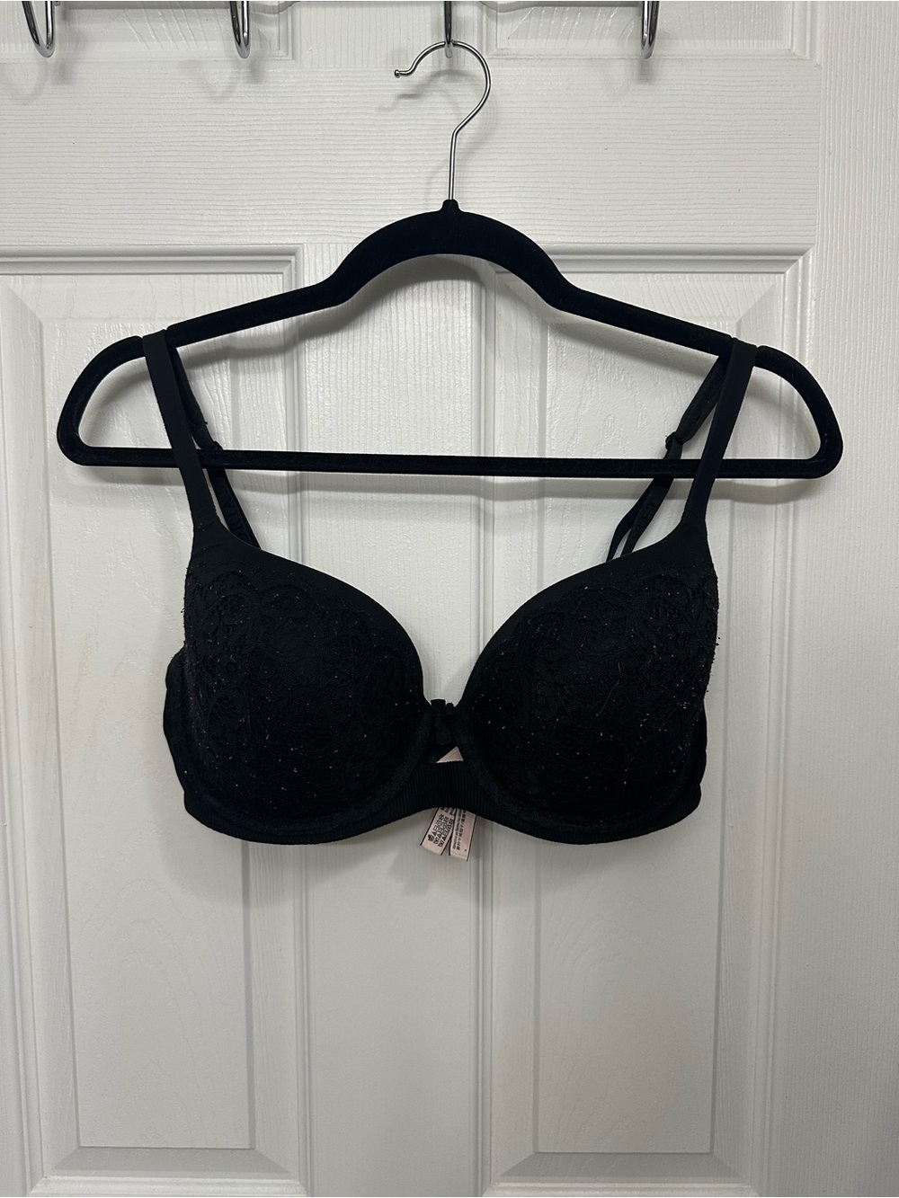 Victoria's Secret Black Lace Push-Up Bra with Embellishment
